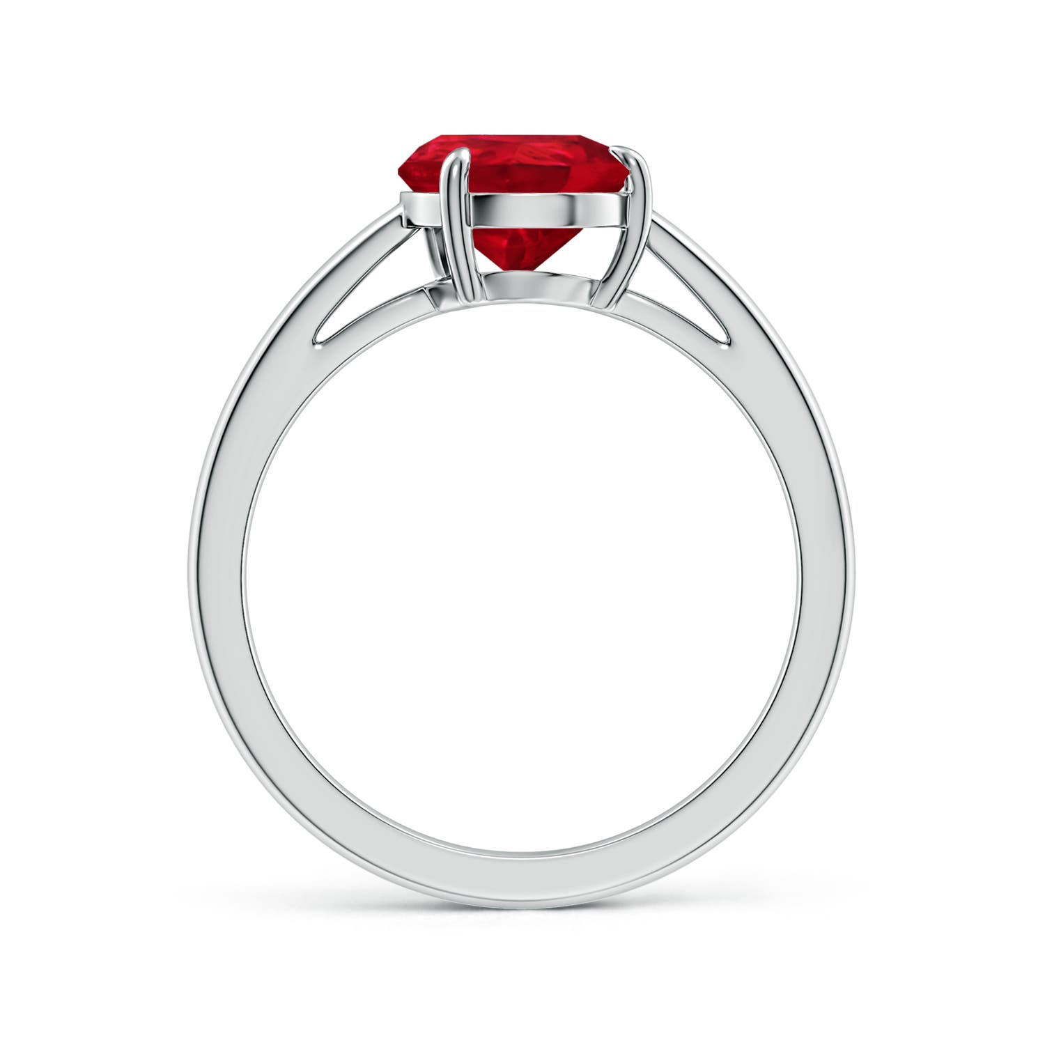 Claw-Set Tilted Pear Ruby Solitaire Engagement Ring