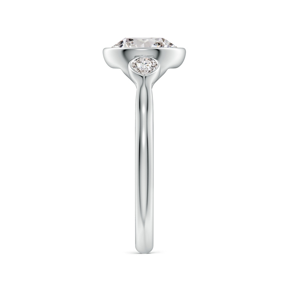 8.1mm IJI1I2 Bezel-Set Round and Pear Diamond Three-Stone Engagement Ring in White Gold side 299