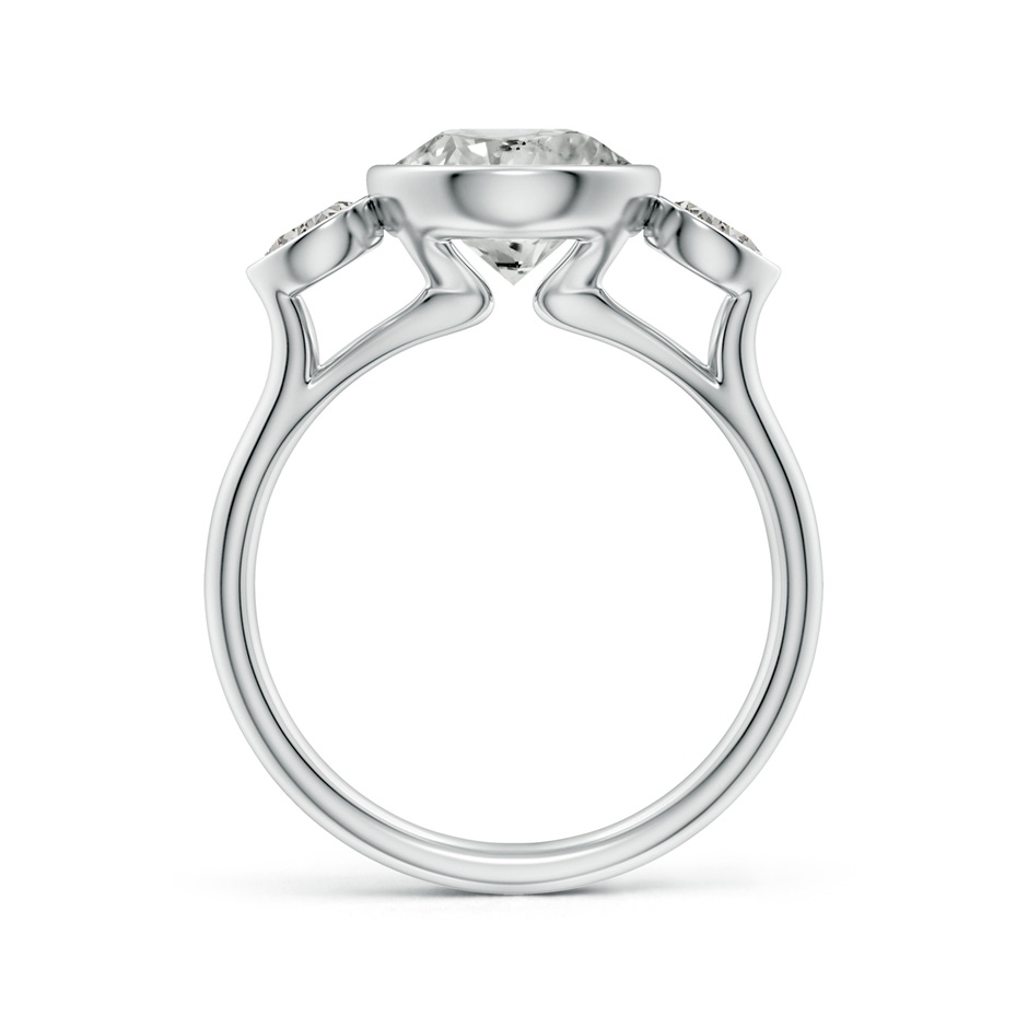 8.1mm KI3 Bezel-Set Round and Pear Diamond Three-Stone Engagement Ring in P950 Platinum side 199