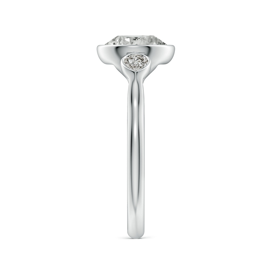 8.1mm KI3 Bezel-Set Round and Pear Diamond Three-Stone Engagement Ring in P950 Platinum side 299