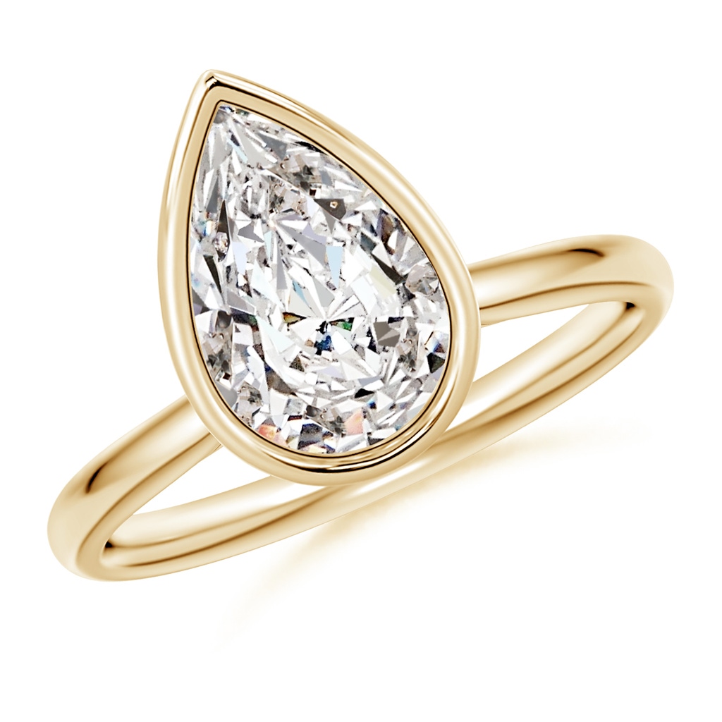 11x7mm IJI1I2 Bezel-Set Pear Diamond Solitaire Engagement Ring in Yellow Gold