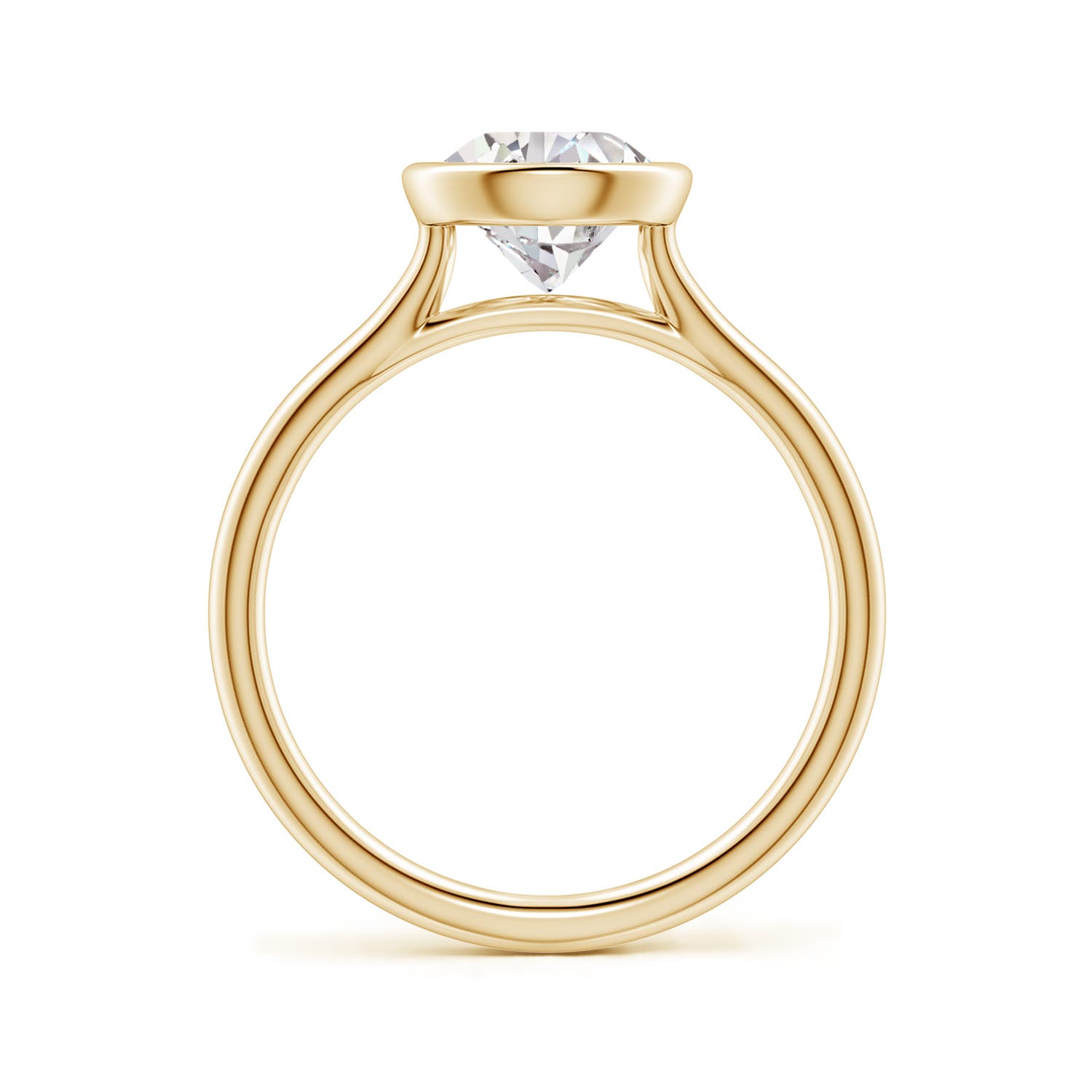 11x7mm IJI1I2 Bezel-Set Pear Diamond Solitaire Engagement Ring in Yellow Gold - side 2