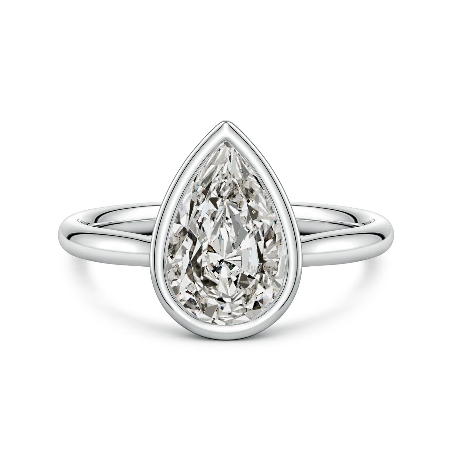 11x7mm KI3 Bezel-Set Pear Diamond Solitaire Engagement Ring in P950 Platinum