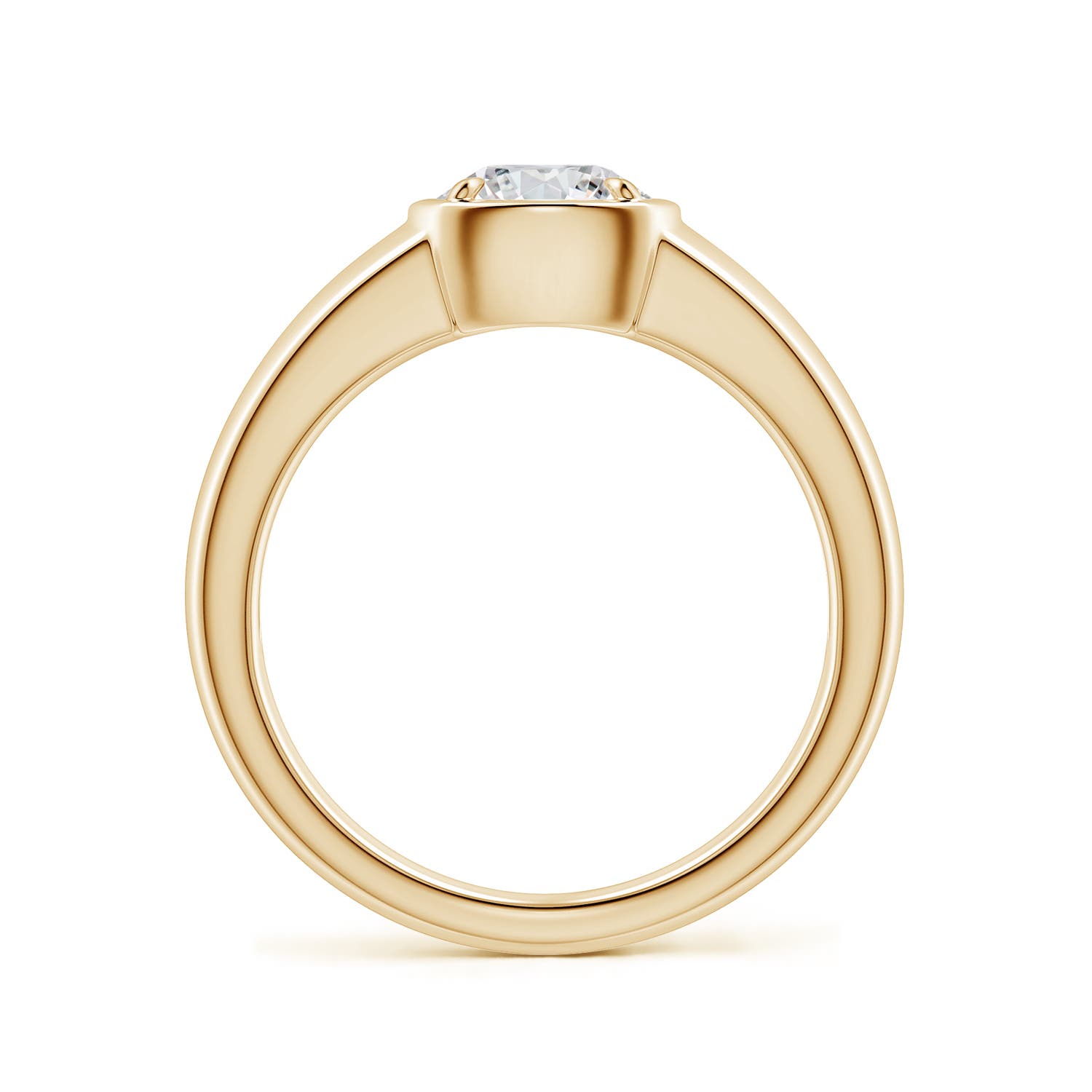 6.4mm HSI2 Bezel and Prong Round Diamond Solitaire Engagement Ring in 18K Yellow Gold