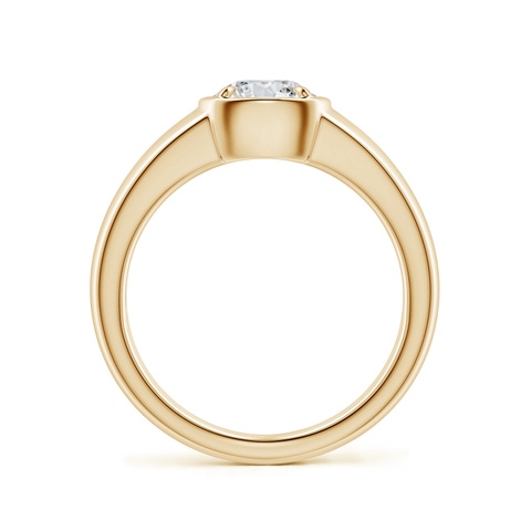 6.4mm HSI2 Bezel and Prong Round Diamond Solitaire Engagement Ring in 18K Yellow Gold