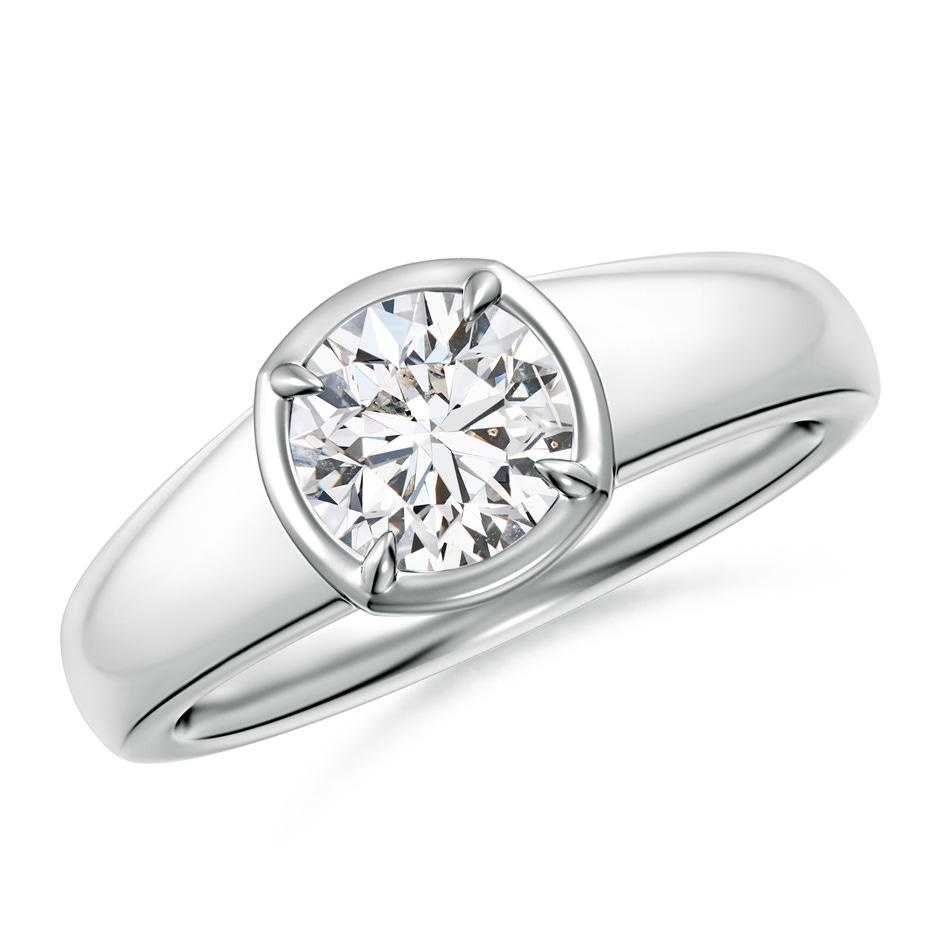 6.4mm HSI2 Bezel and Prong Round Diamond Solitaire Engagement Ring in White Gold 