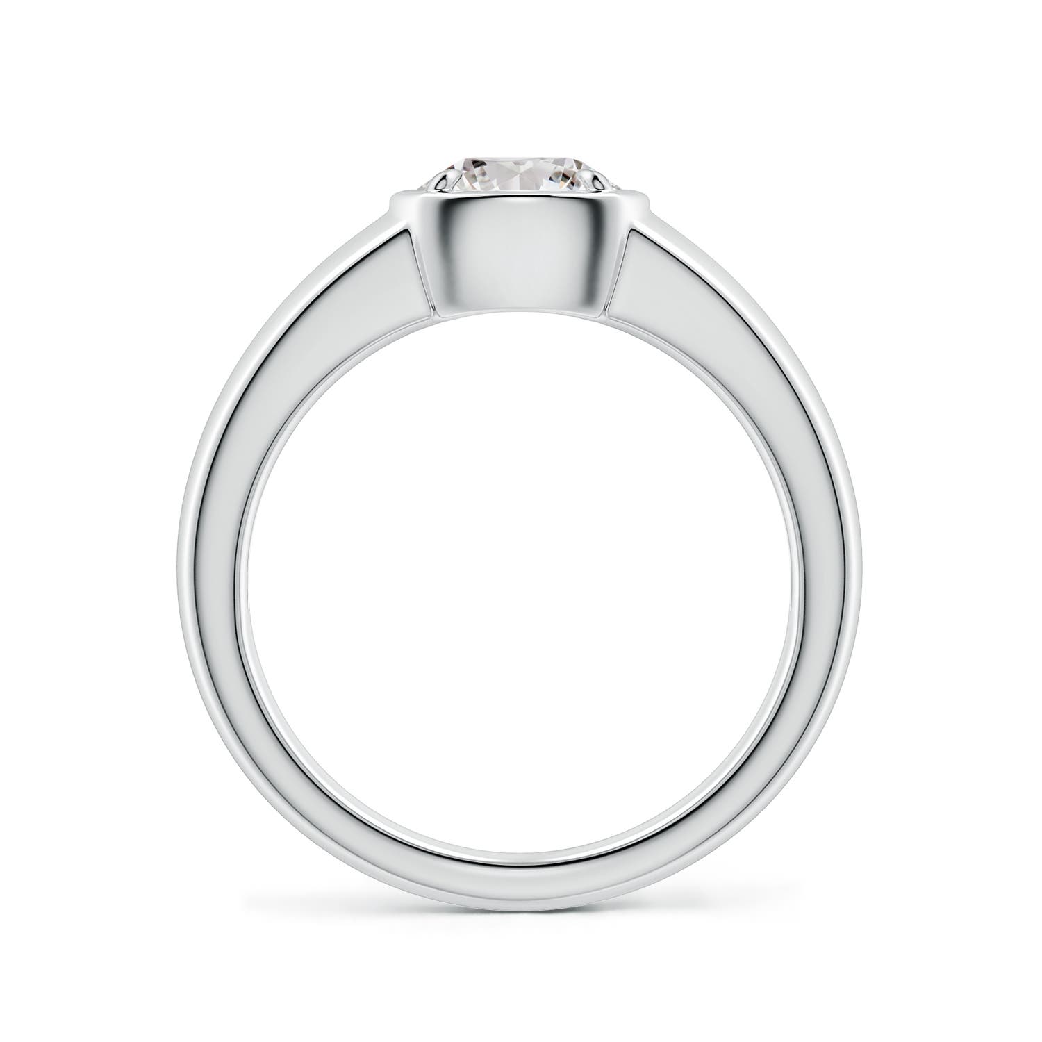 6.4mm IJI1I2 Bezel and Prong Round Diamond Solitaire Engagement Ring in 18K White Gold