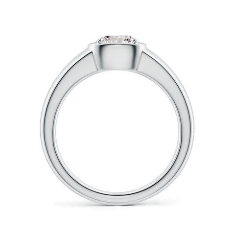 6.4mm IJI1I2 Bezel and Prong Round Diamond Solitaire Engagement Ring in 18K White Gold