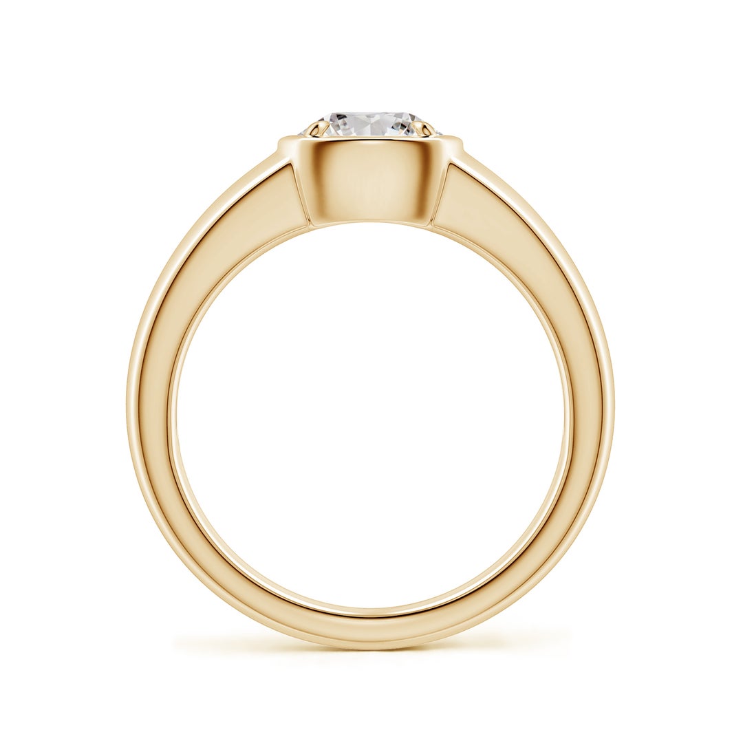 6.4mm IJI1I2 Bezel and Prong Round Diamond Solitaire Engagement Ring in Yellow Gold - side 2