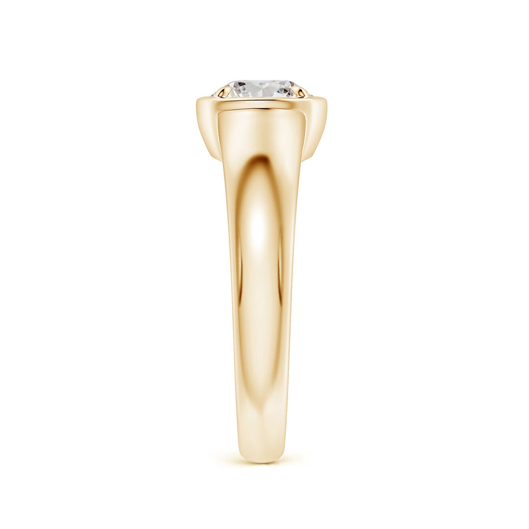 6.4mm IJI1I2 Bezel and Prong Round Diamond Solitaire Engagement Ring in Yellow Gold - side 3
