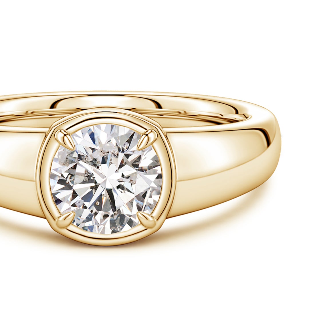 6.4mm IJI1I2 Bezel and Prong Round Diamond Solitaire Engagement Ring in Yellow Gold - side 4