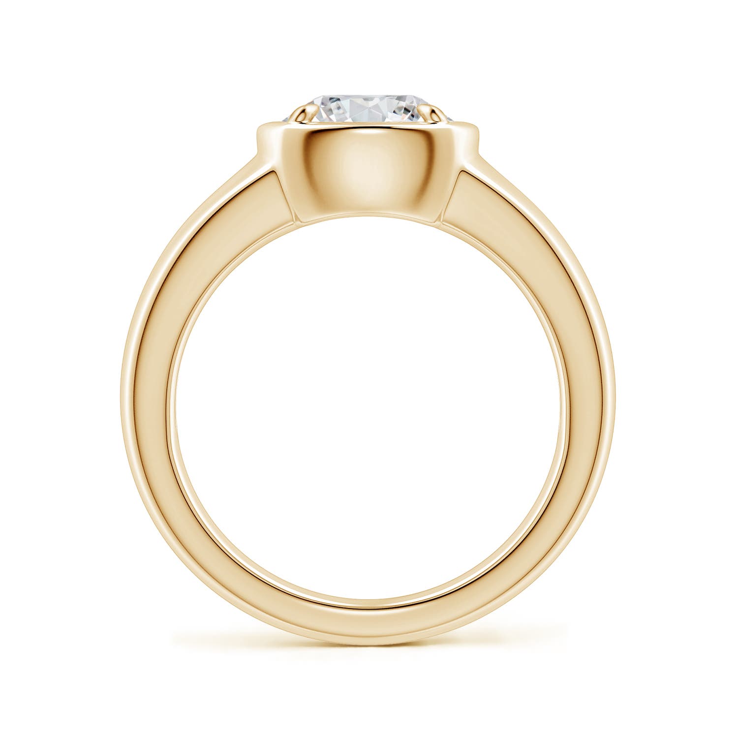8mm HSI2 Bezel and Prong Round Diamond Solitaire Engagement Ring in Yellow Gold