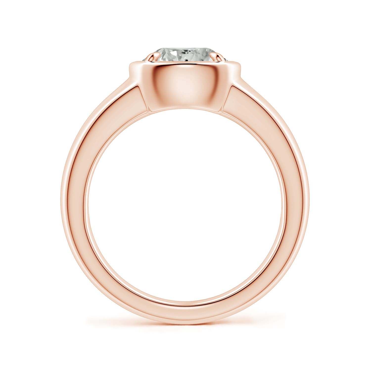 8mm KI3 Bezel and Prong Round Diamond Solitaire Engagement Ring in Rose Gold