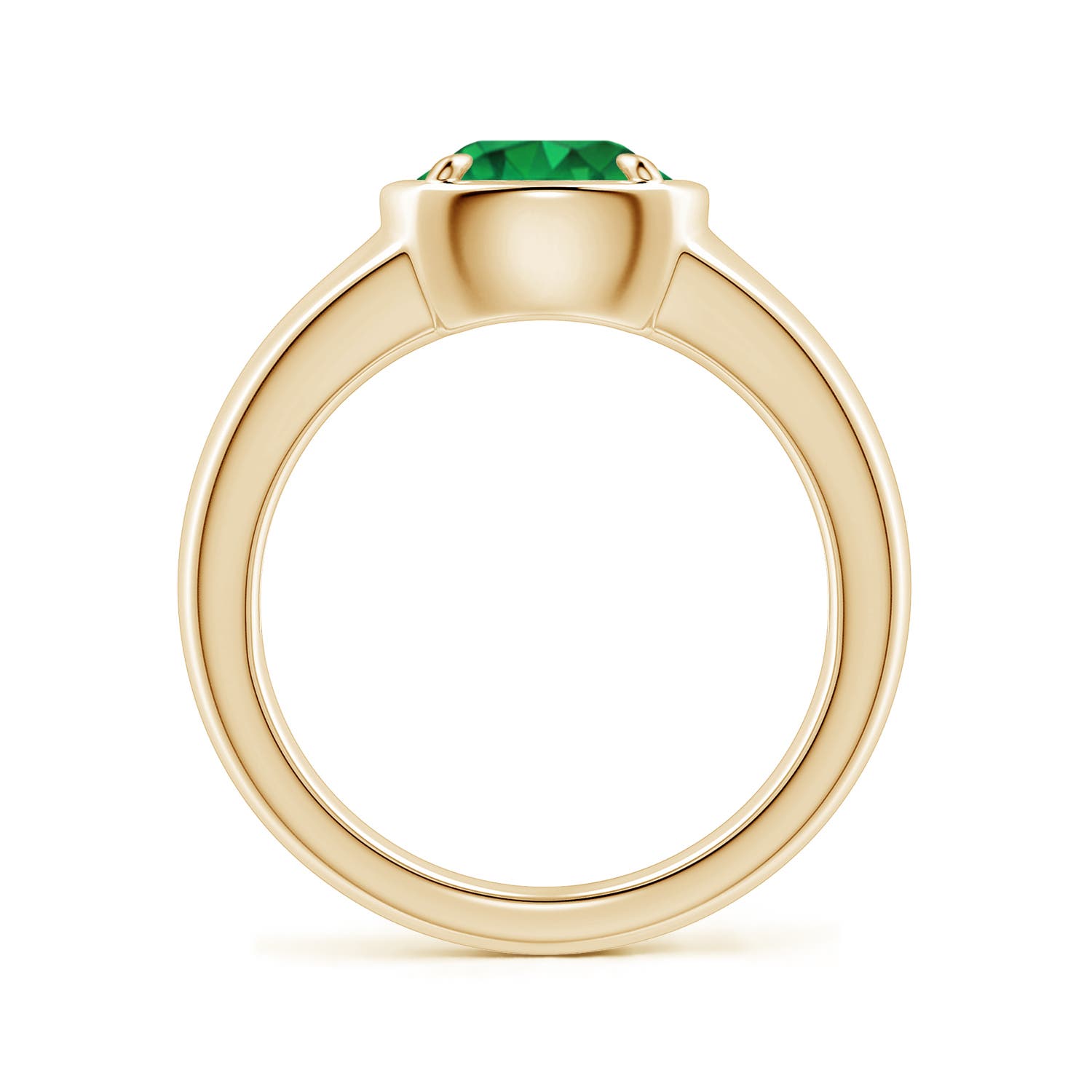 8mm AAA Bezel and Prong Round Emerald Solitaire Engagement Ring in Yellow Gold