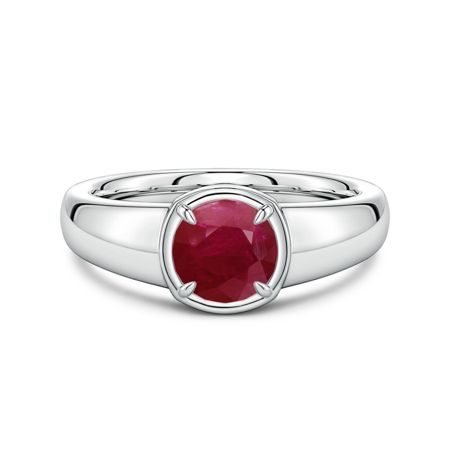 Angara 1.2 Ctw Bezel And Prong Round Ruby Solitaire Engagement Ring In Metallic