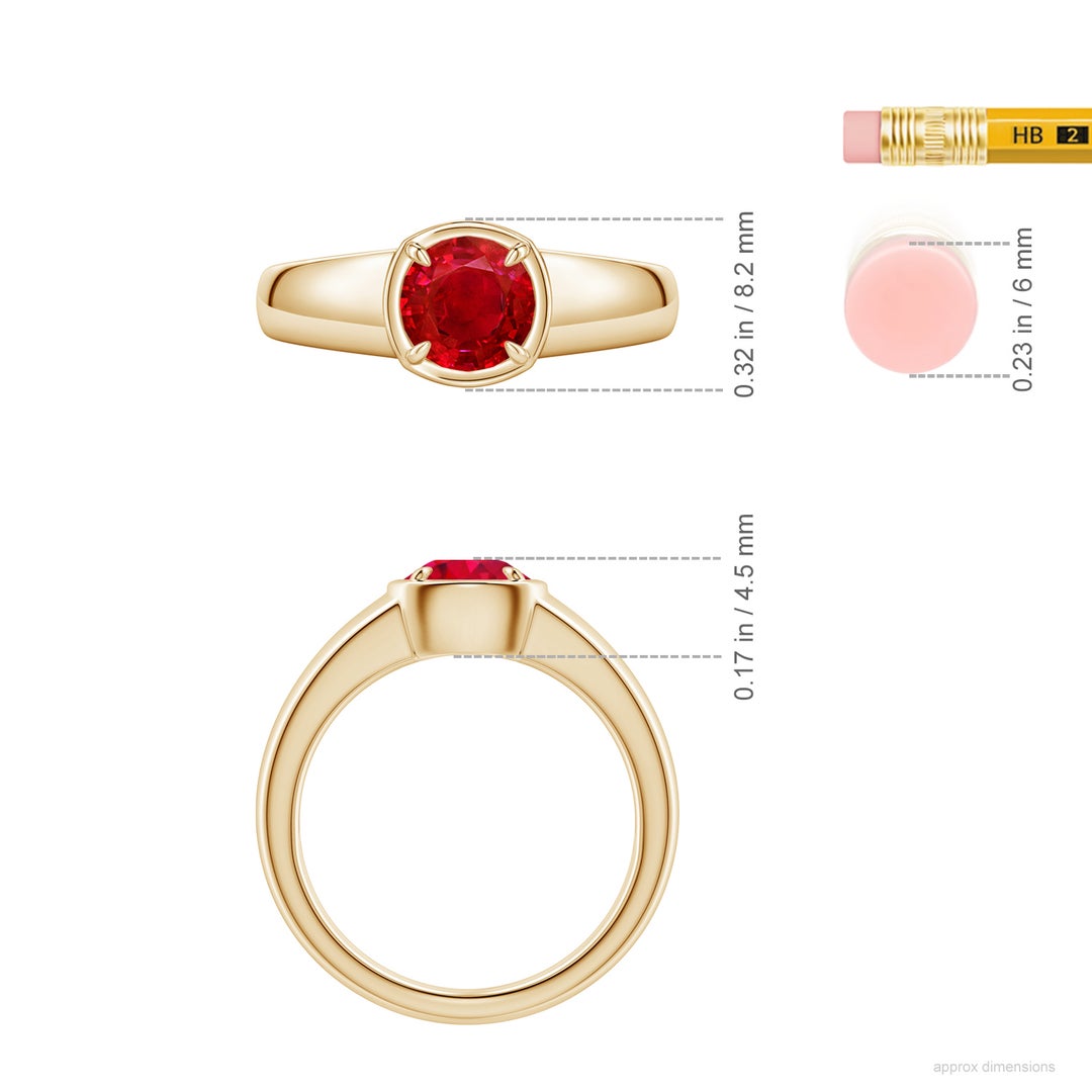 Bezel and Prong Round Ruby Solitaire Engagement Ring