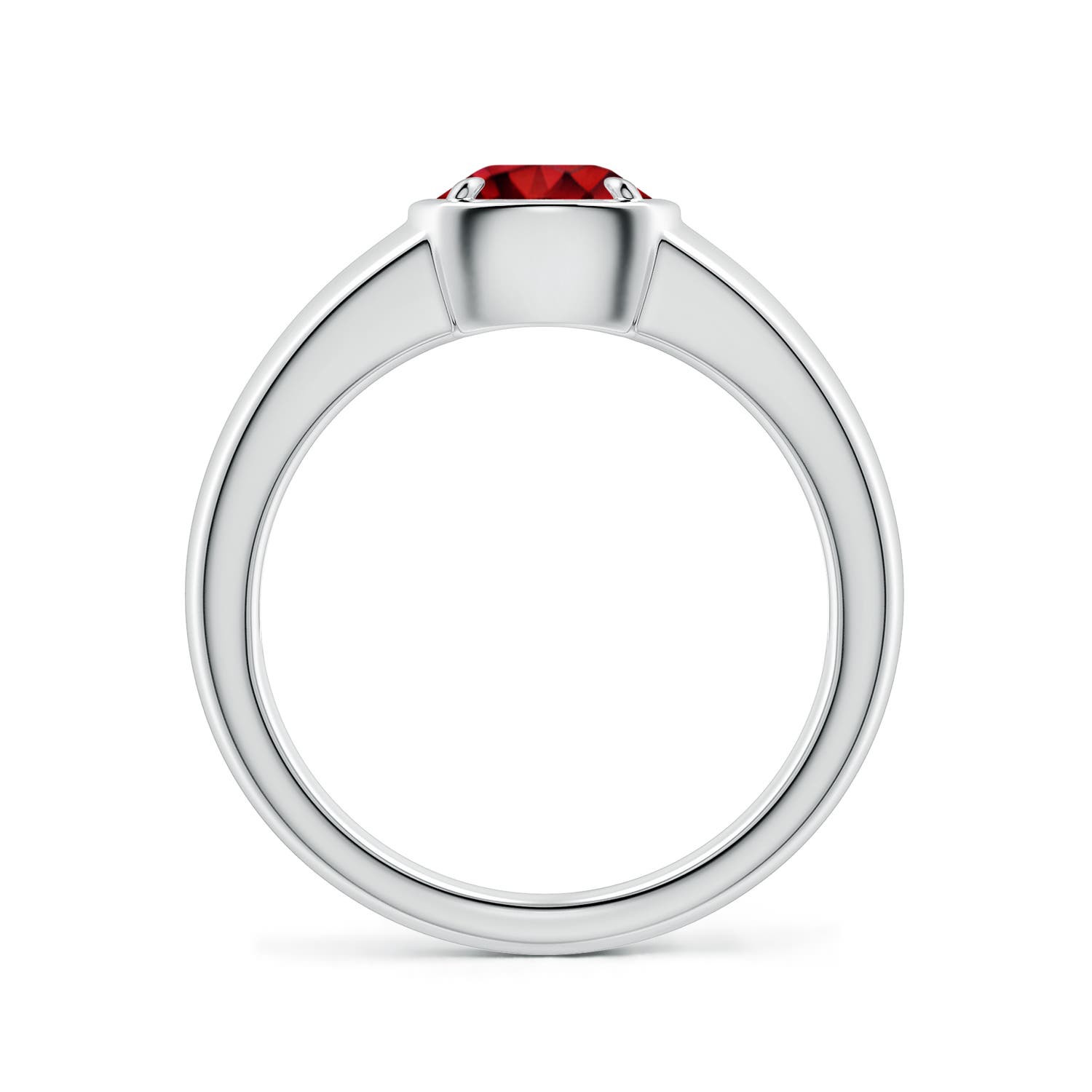 6.5mm AAAA Bezel and Prong Round Ruby Solitaire Engagement Ring in P950 Platinum
