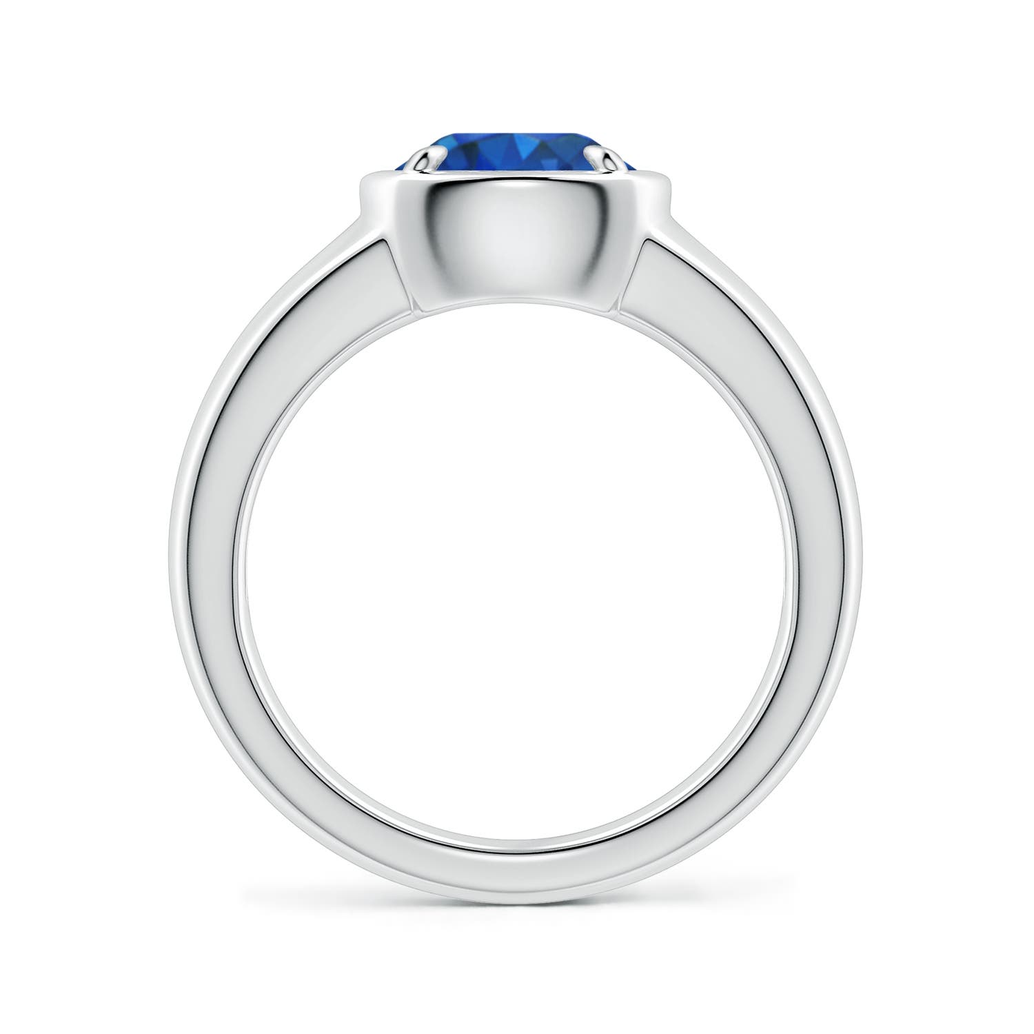 8mm AAA Bezel and Prong Round Blue Sapphire Solitaire Engagement Ring in White Gold