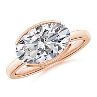 12x8mm HSI2 Semi Bezel-Set Oval Diamond Hidden Halo Engagement Ring in 18K Rose Gold