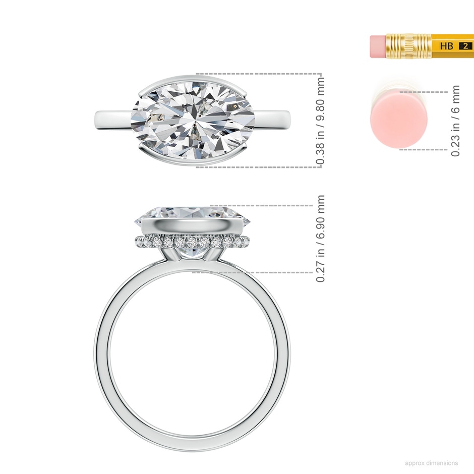 12x8mm HSI2 Semi Bezel-Set Oval Diamond Hidden Halo Engagement Ring in P950 Platinum ruler