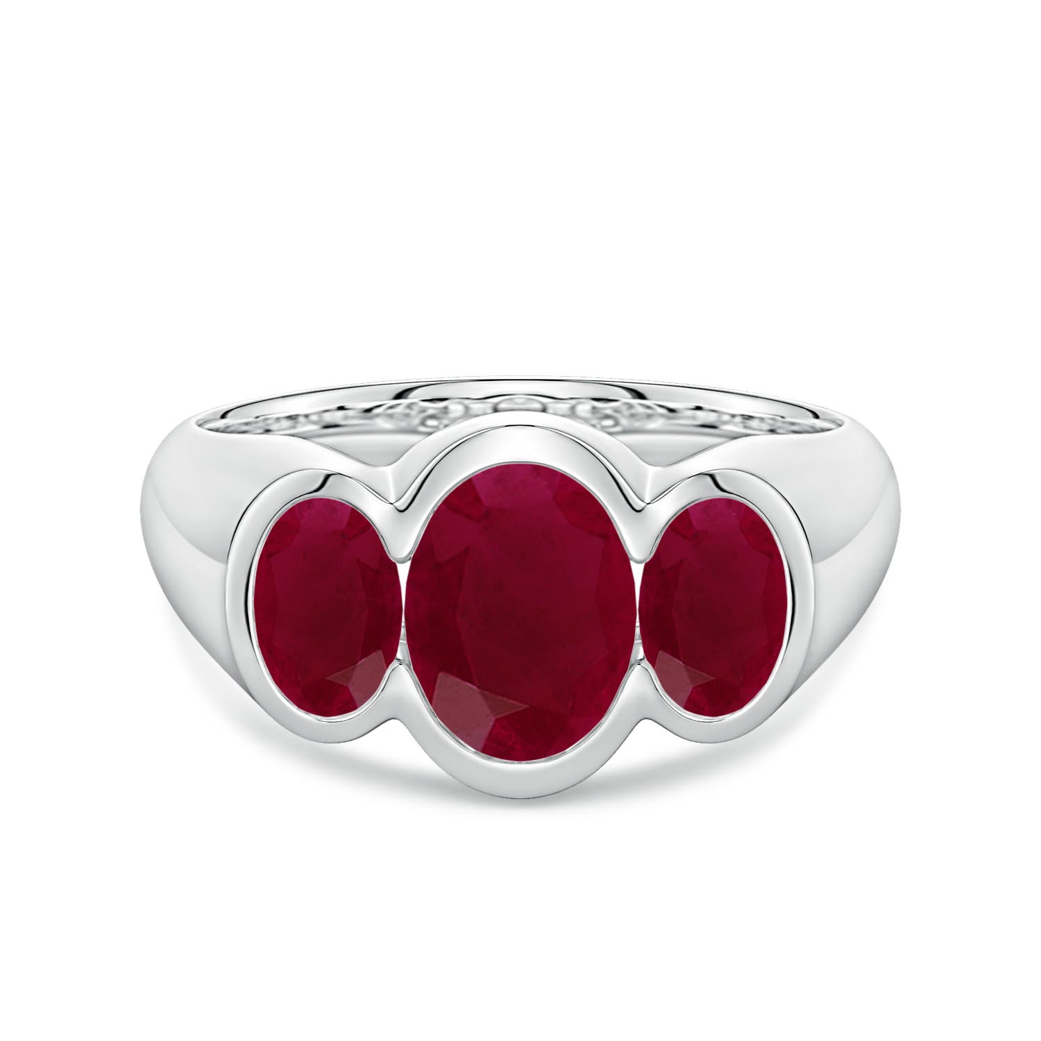 Angara 2.45 Ctw Flush-set Oval Ruby Three-stone Engagement Ring In Burgundy