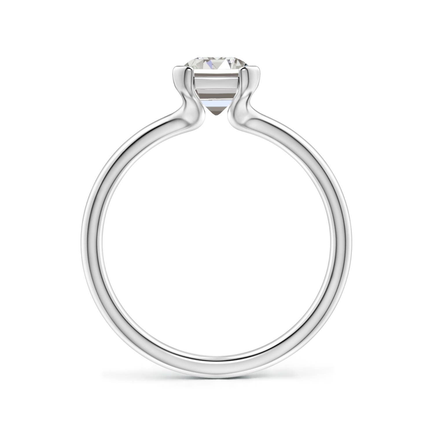 7.5x5.5mm IJI1I2 Semi Bezel-Set Emerald-Cut Diamond Solitaire Engagement Ring in White Gold - side 2