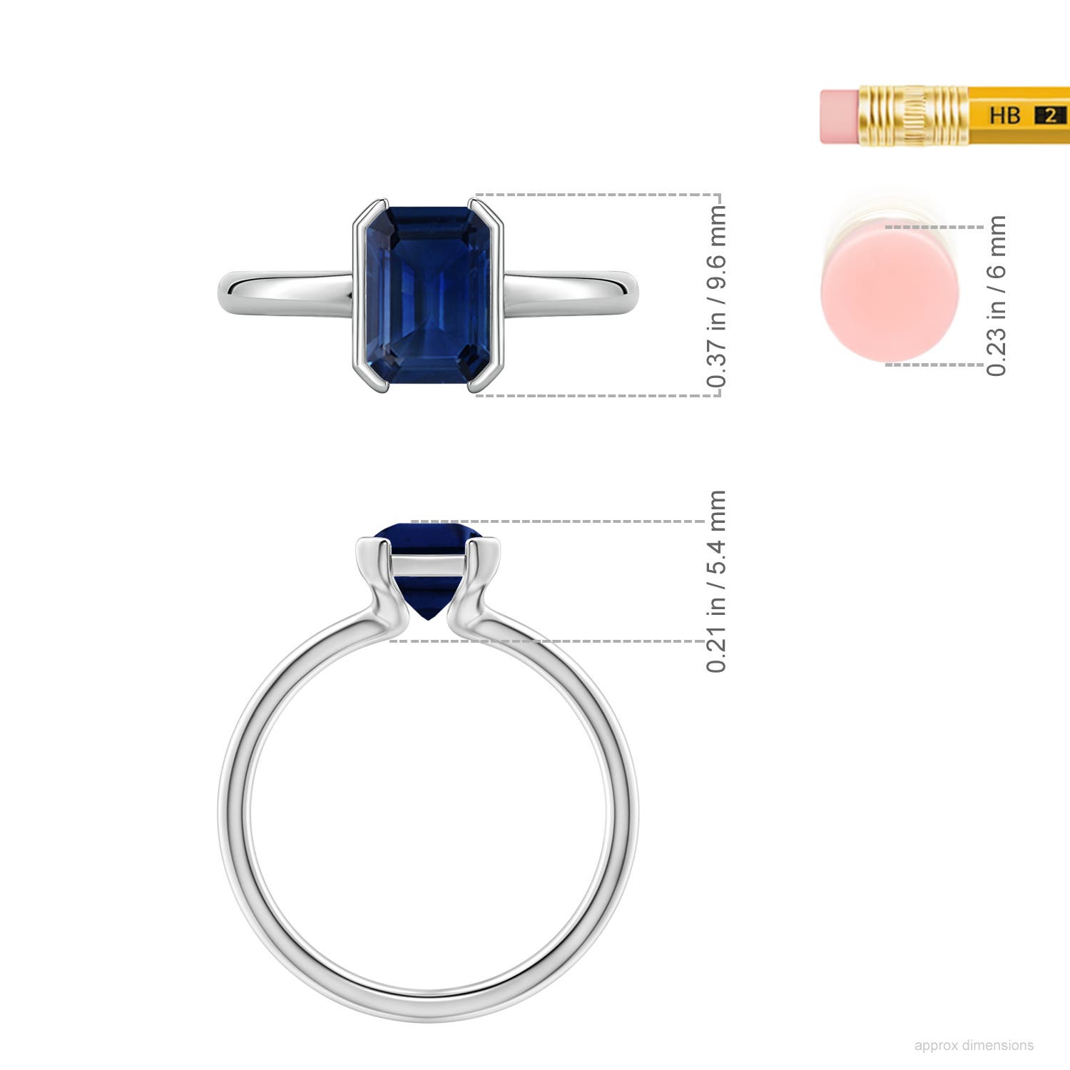 Semi Bezel-Set Emerald-Cut Blue Sapphire Solitaire Engagement Ring
