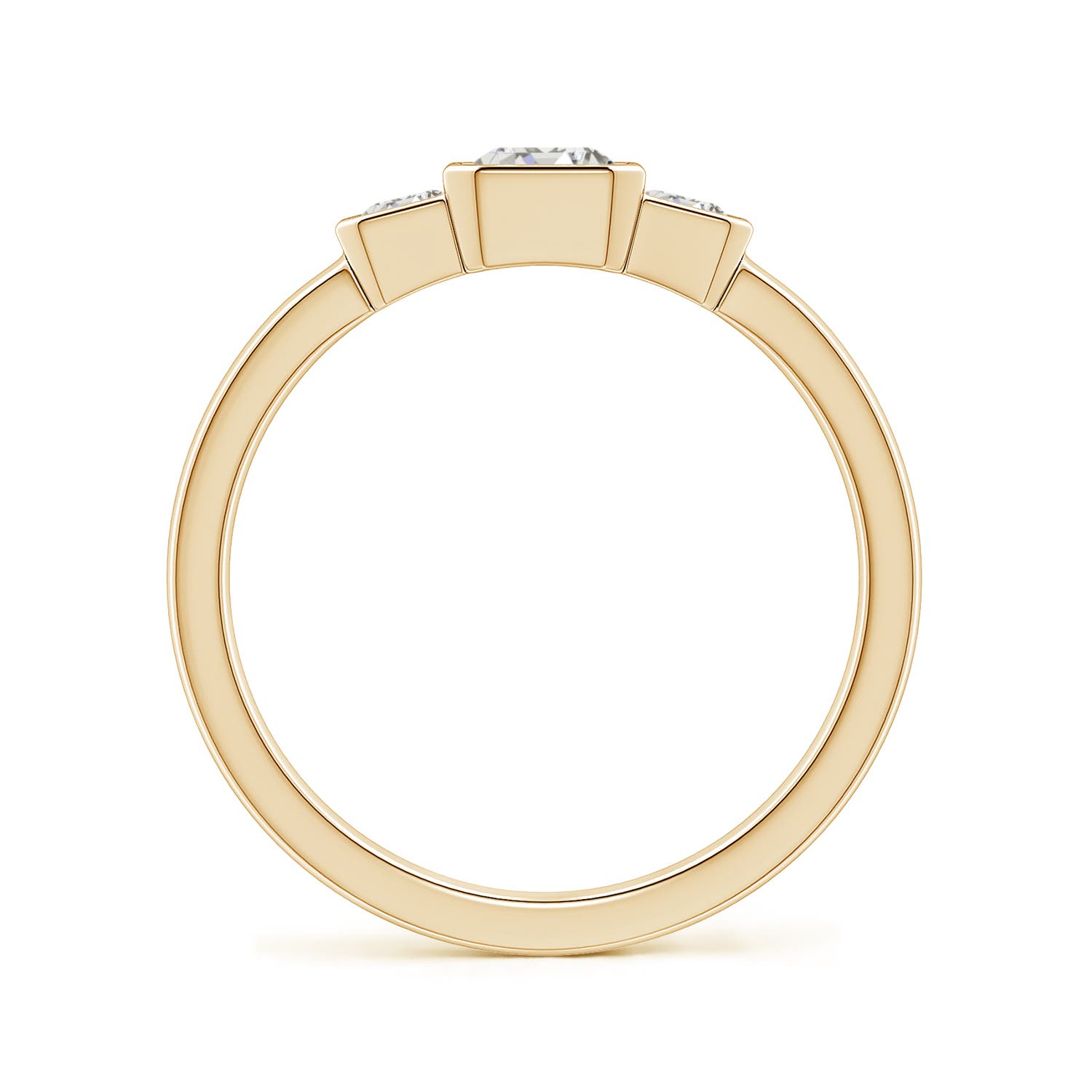 6.5x4.5mm IJI1I2 Semi Bezel-Set Emerald-Cut Diamond Three-Stone Engagement Ring in Yellow Gold - side 2