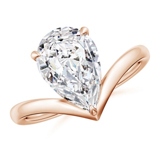 12x8mm HSI2 Solitaire Pear Diamond V-Shaped Engagement Ring in 18K Rose Gold