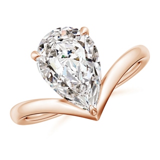 12x8mm IJI1I2 Solitaire Pear Diamond V-Shaped Engagement Ring in 18K Rose Gold