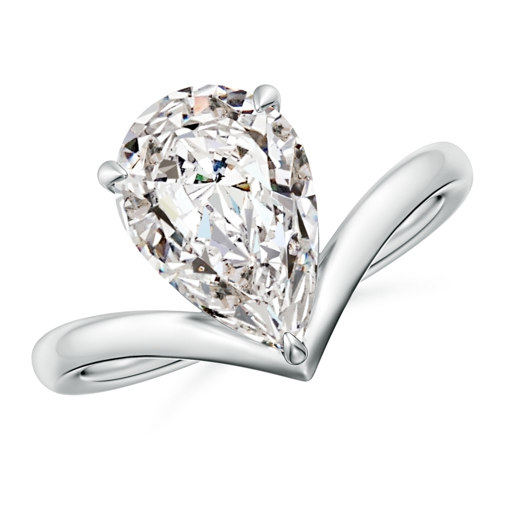 12x8mm IJI1I2 Solitaire Pear Diamond V-Shaped Engagement Ring in White Gold