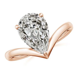 12x8mm KI3 Solitaire Pear Diamond V-Shaped Engagement Ring in Rose Gold