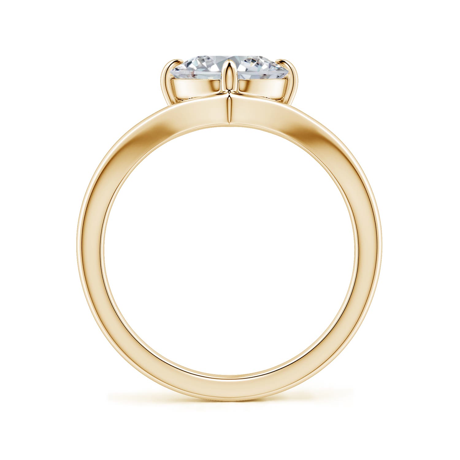 10x8mm HSI2 Solitaire Oval Diamond V-Shaped Engagement Ring in Yellow Gold - side 2