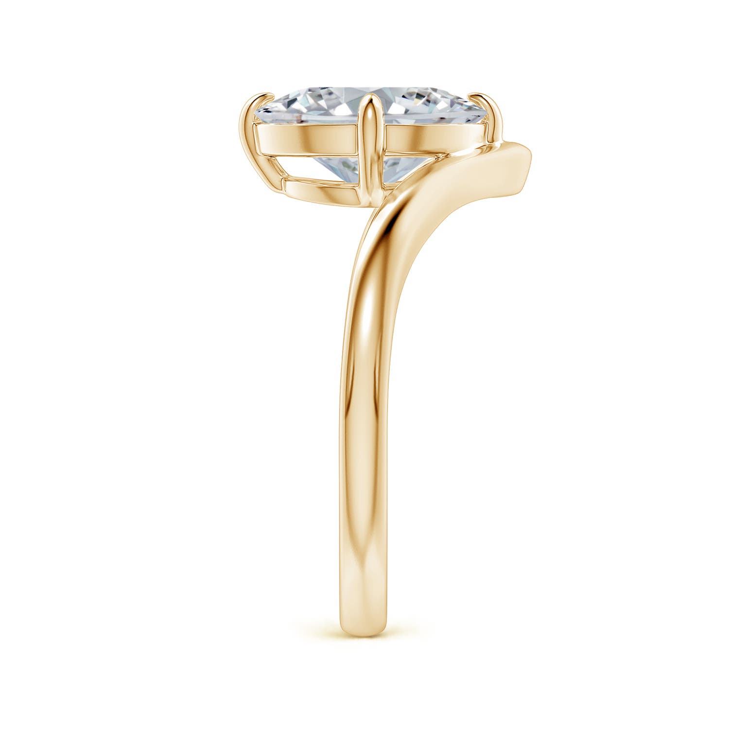 10x8mm HSI2 Solitaire Oval Diamond V-Shaped Engagement Ring in Yellow Gold - side 3