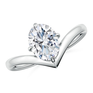8.5x6.5mm GVS2 Solitaire Oval Diamond V-Shaped Engagement Ring in P950 Platinum