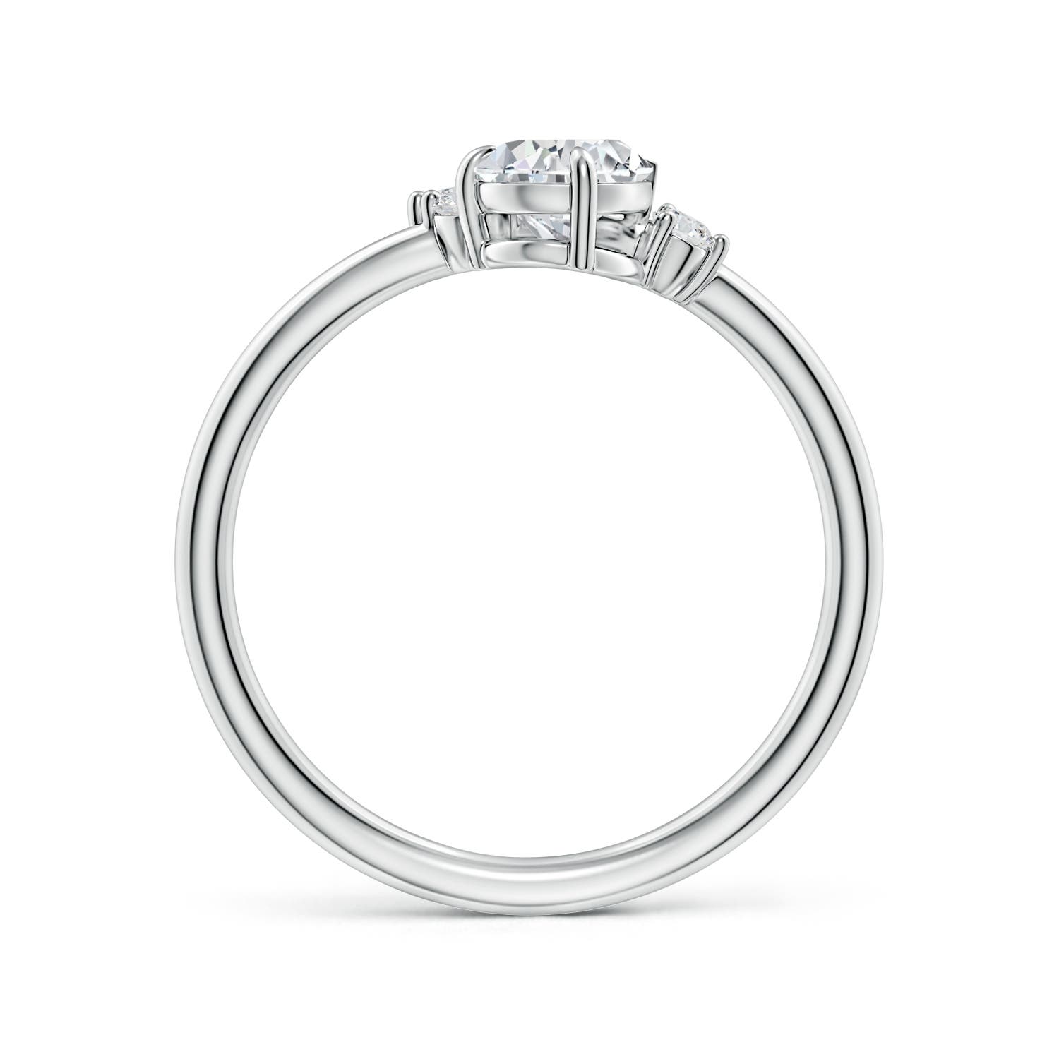 7x5mm HSI2 Off-Centered Pear Diamond Engagement Ring with Scattered Accents in 18K White Gold