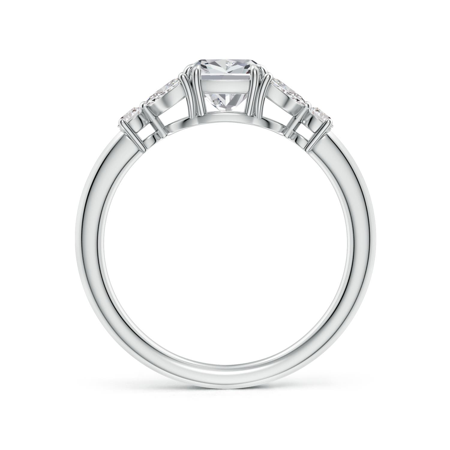 5.5mm IJI1I2 Double-Claw Prong Cushion Diamond Side Stone Engagement Ring in White Gold - side 2
