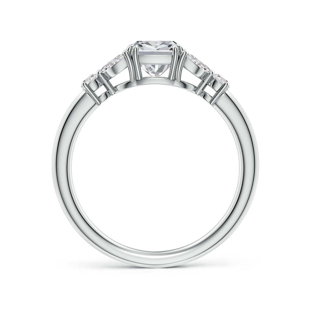 5.5mm IJI1I2 Double-Claw Prong Cushion Diamond Side Stone Engagement Ring in White Gold - side 199