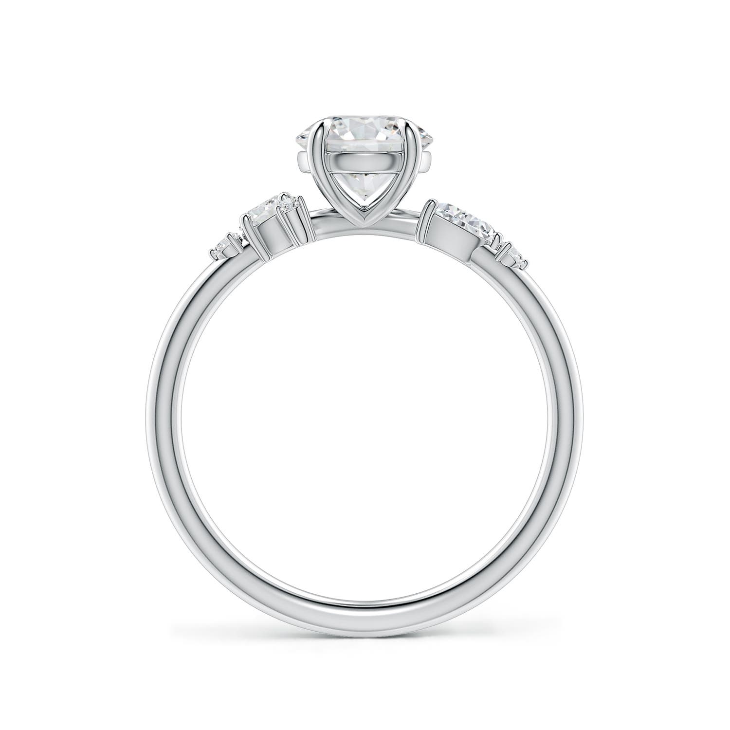 6.4mm HSI2 Round Diamond Engagement Ring with Multi-Shape Accents in 18K White Gold