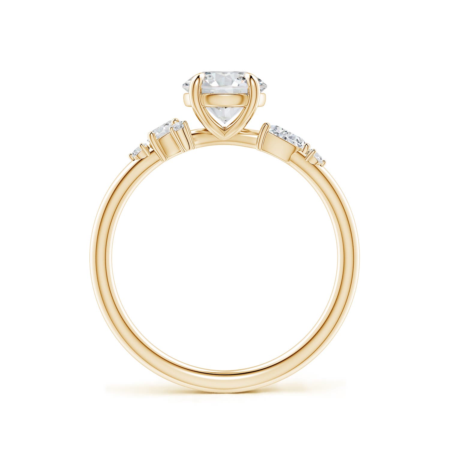 6.4mm HSI2 Round Diamond Engagement Ring with Multi-Shape Accents in 18K Yellow Gold