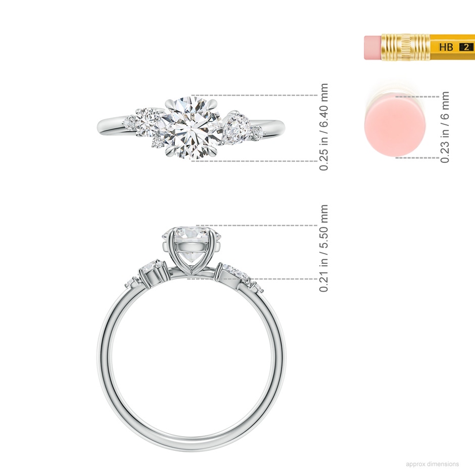 6.4mm HSI2 Round Diamond Engagement Ring with Multi-Shape Accents in P950 Platinum ruler