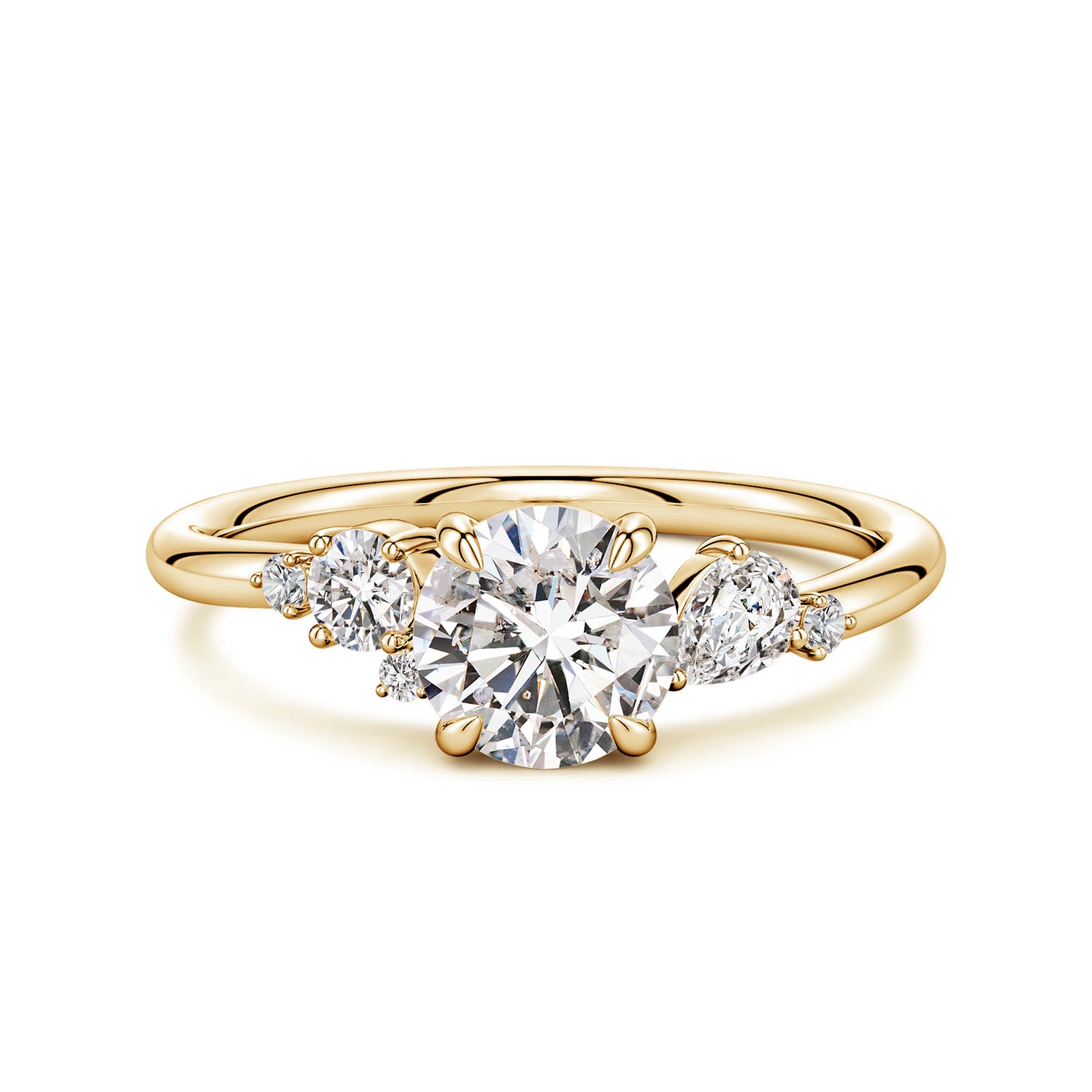6.4mm IJI1I2 Round Diamond Engagement Ring with Multi-Shape Accents in 18CT Yellow Gold