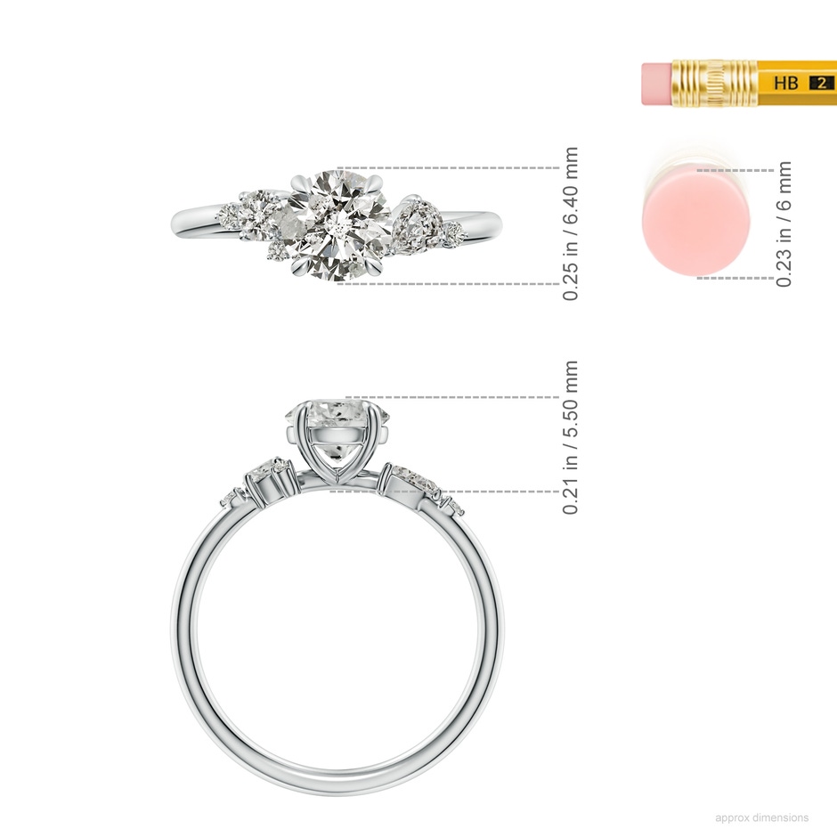 6.4mm KI3 Round Diamond Engagement Ring with Multi-Shape Accents in P950 Platinum ruler