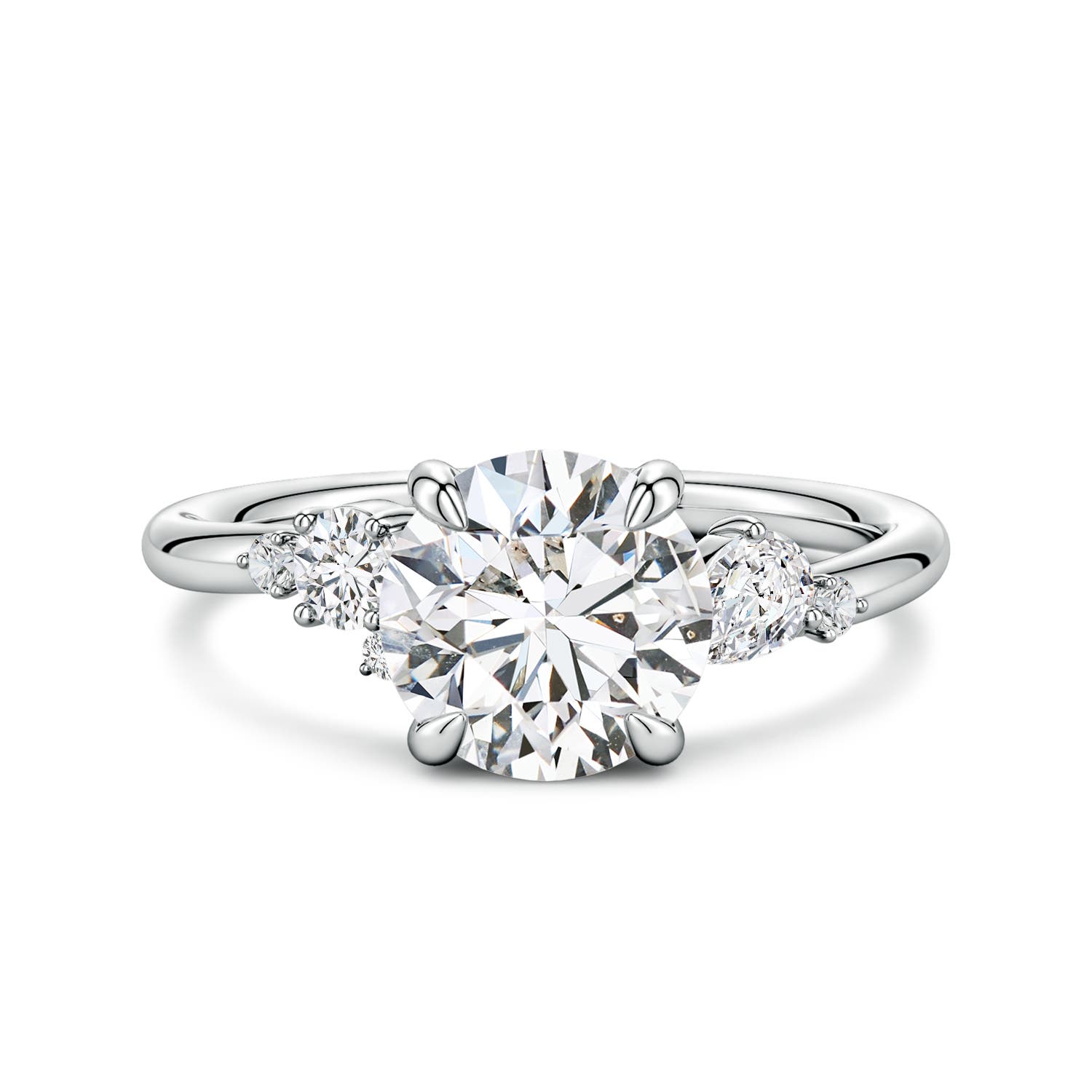 8mm HSI2 Round Diamond Engagement Ring with Multi-Shape Accents in White Gold