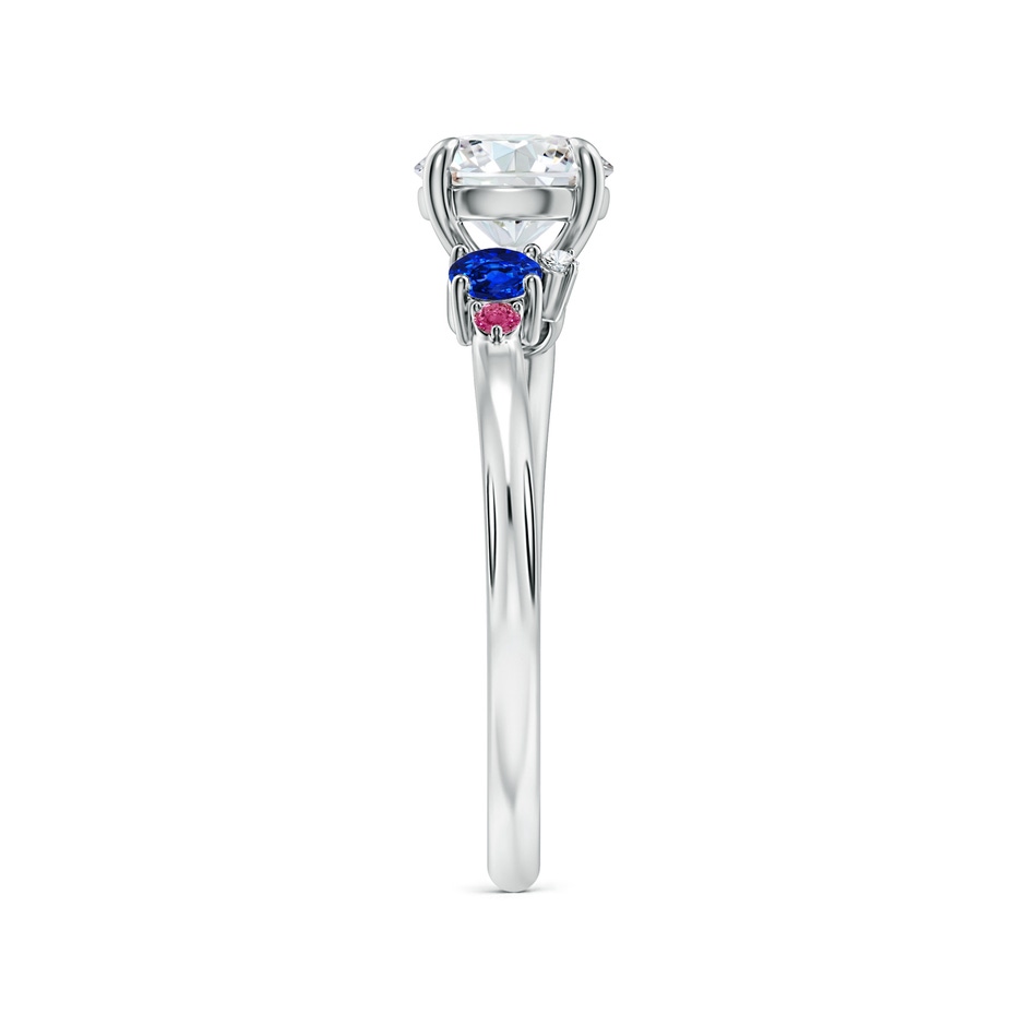 6.4mm GVS2 Round Diamond Engagement Ring with Sapphire Accents in White Gold side 299