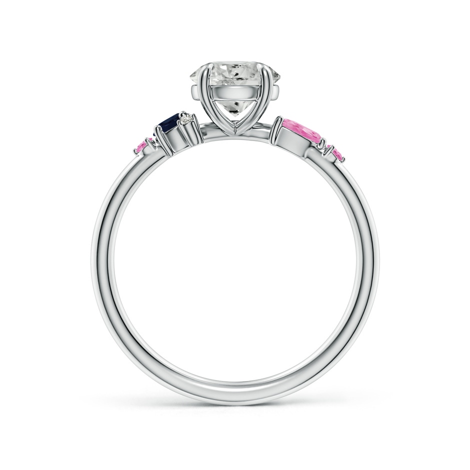 6.4mm KI3 Round Diamond Engagement Ring with Sapphire Accents in P950 Platinum side 199