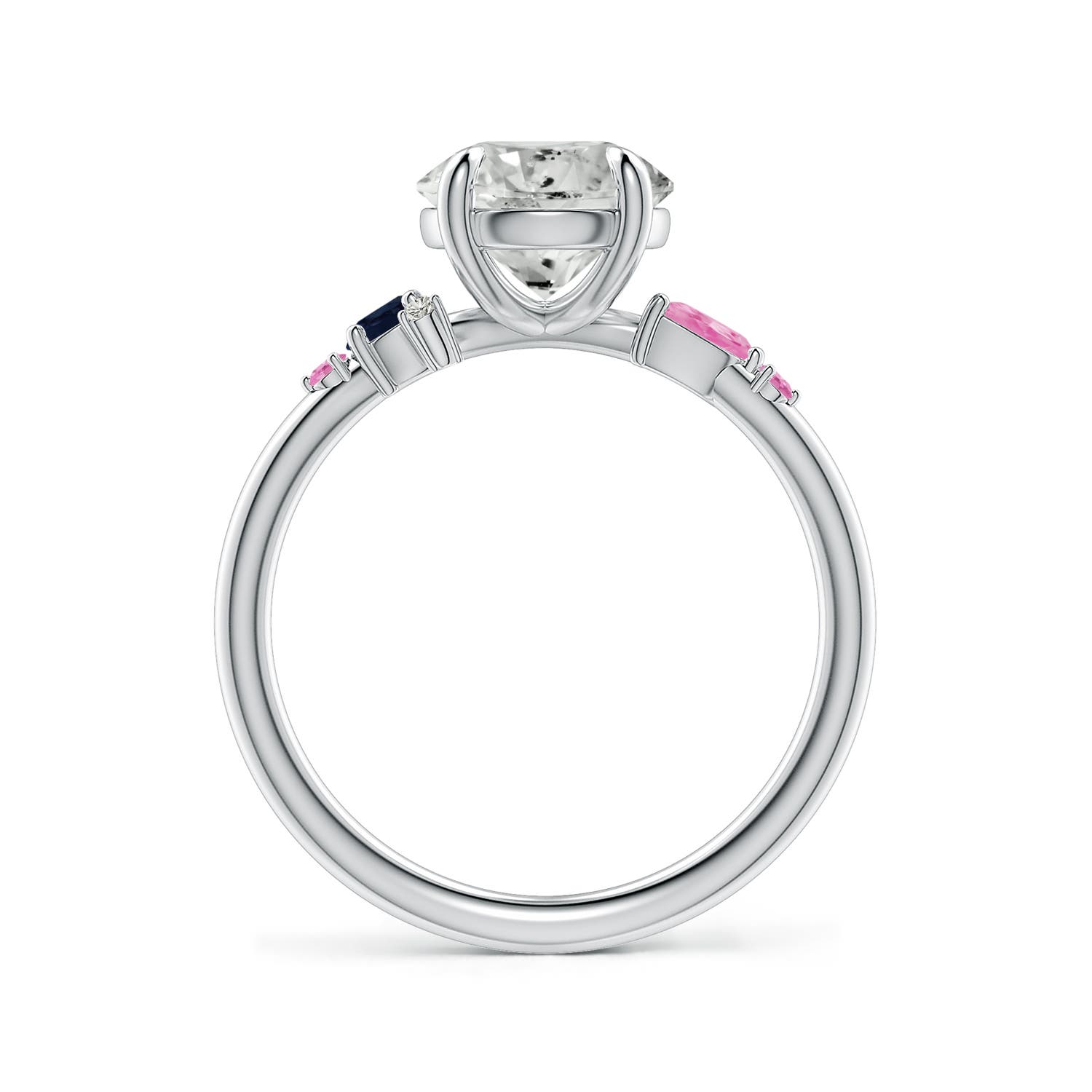 8mm KI3 Round Diamond Engagement Ring with Sapphire Accents in P950 Platinum