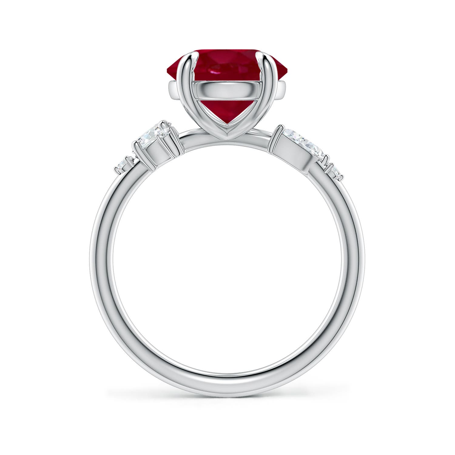 9mm AA Round Ruby Engagement Ring with Multi-Shape Diamonds in White Gold