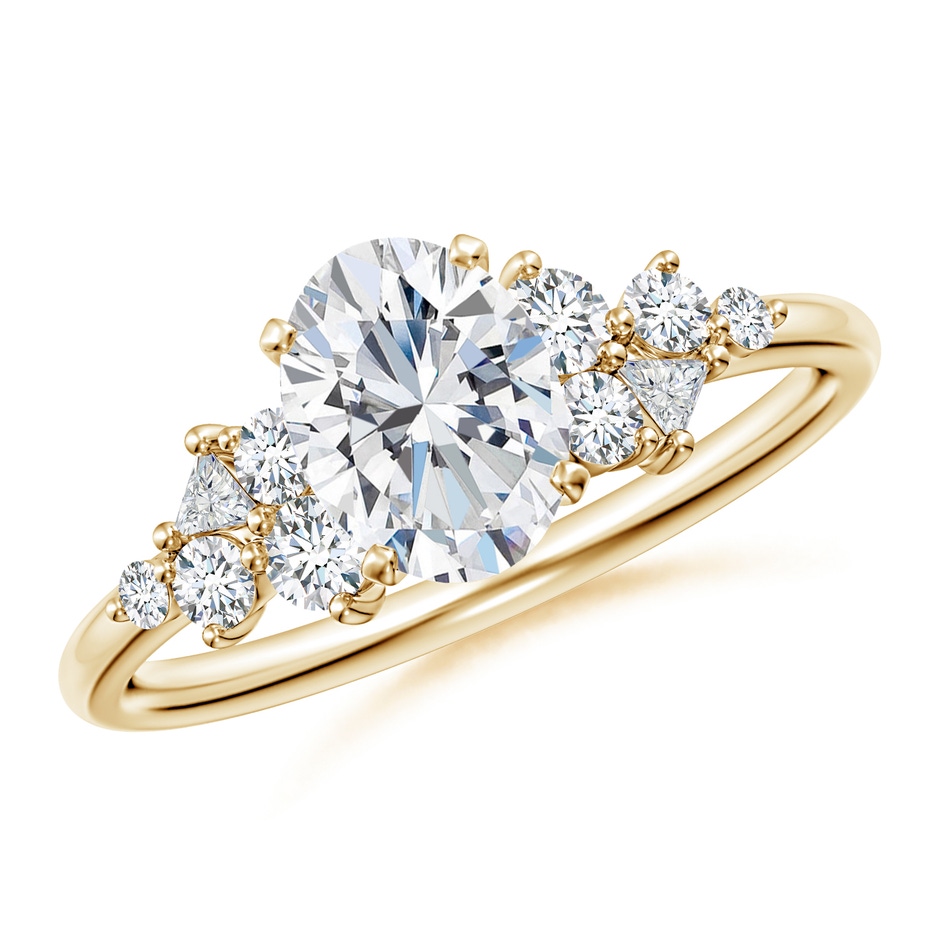 7.7x5.7mm GVS2 Oval Diamond Engagement Ring with Multi-Shape Accents in Yellow Gold 