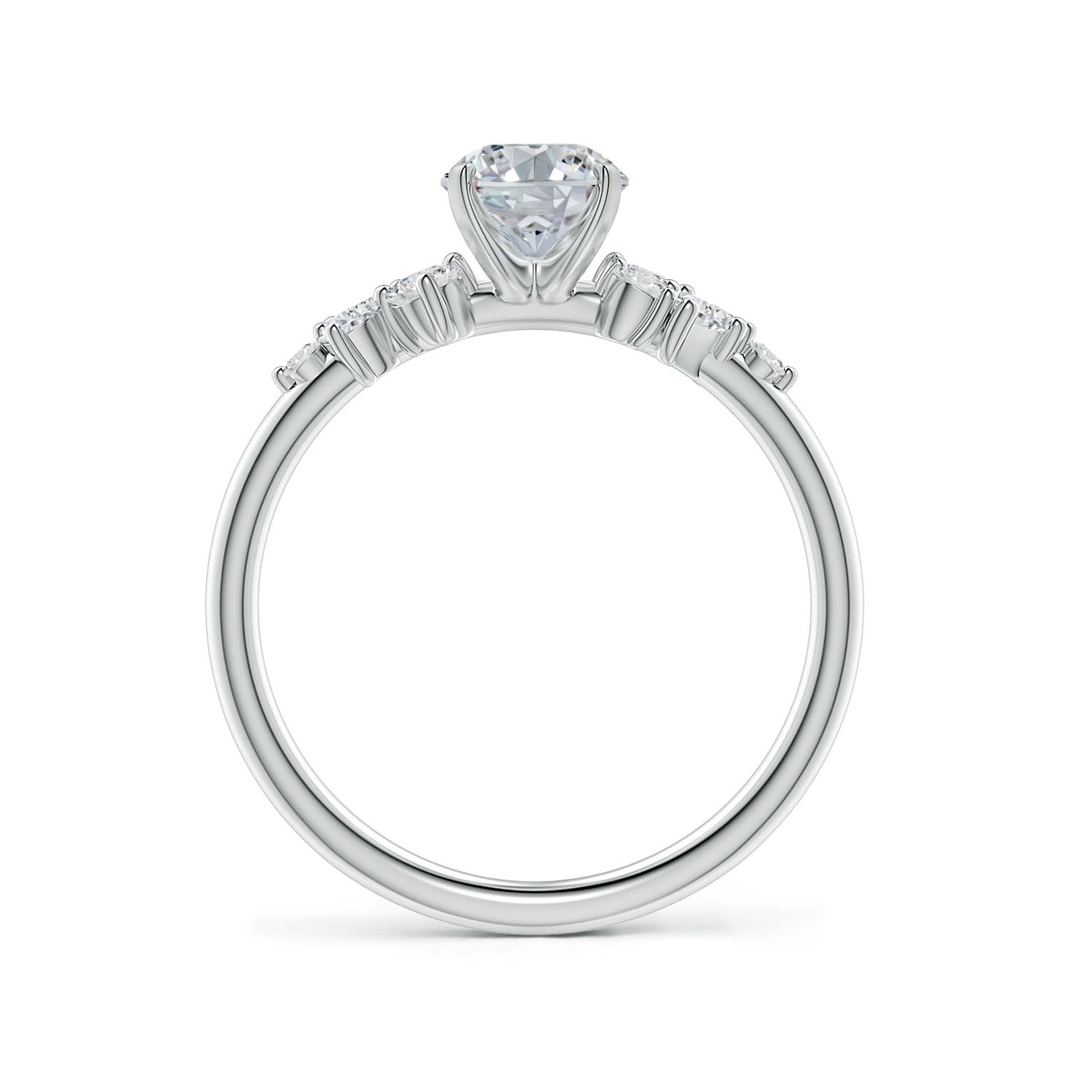 7.7x5.7mm HSI2 Oval Diamond Engagement Ring with Multi-Shape Accents in White Gold
